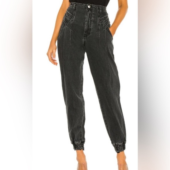 Retrofete Denim - Retrofete Miriam pant jogger high waist denim onyx balloon fit distressed 28